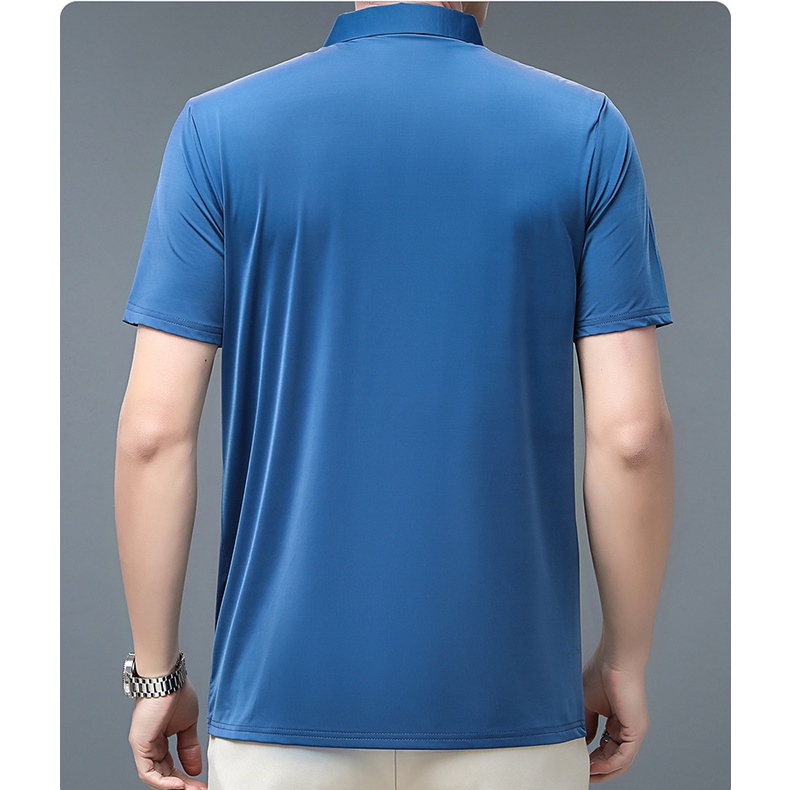 Áo Thun POLO Mỏng Tay Ngắn Dáng Rộng Thoáng Khí In Họa Tiết Kẻ Sọc Phong Cách Hàn Quốc Thời Trang Cho Nam _ A22