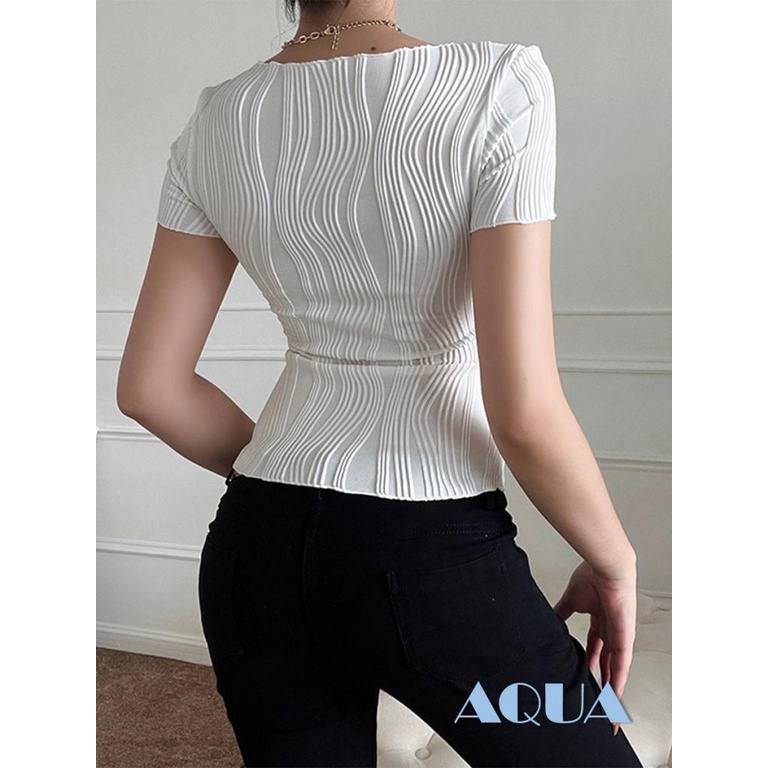 Áo Croptop Tay Ngắn Cổ Tròn Màu Trơn Thời Trang Mùa Hè Cho Nữ