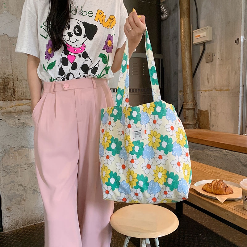 Túi xách JUSTSTAR vải canvas in hoa xinh xắn cho nữ