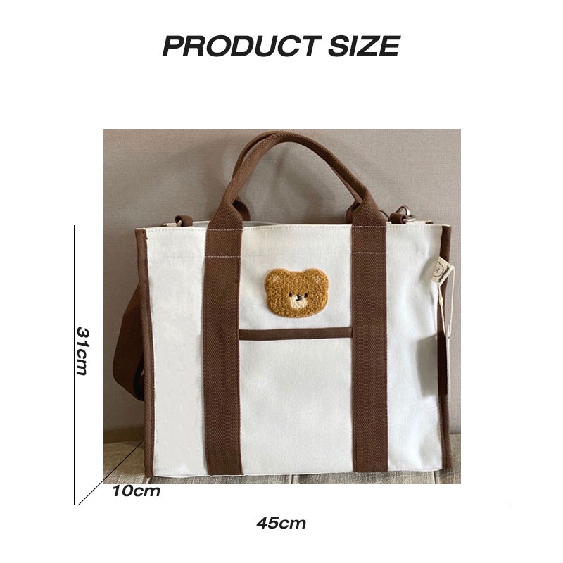 MISCHA Túi vải Cỡ Lớn Thêu Họa Tiết Đa Năng Phong Cách Hàn Quốc Cho Mẹ Bỉm Sữa