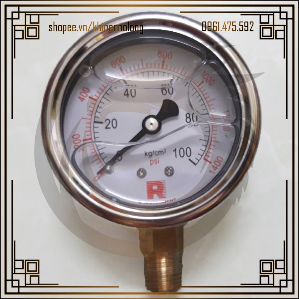 Đồng Hồ Dầu Đo Áp Suất R-Instrument Phi 63 1 - 1000 KG