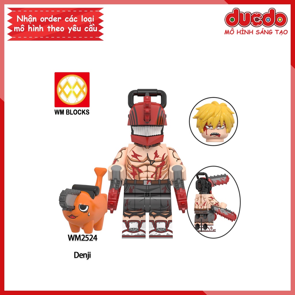 Minifigures nhân vật Quỷ Máy Cưa Chainsaw Man Denji Pochita - Đồ chơi Lắp ghép Xếp hình Mini Mô hình WM2523 WM2524