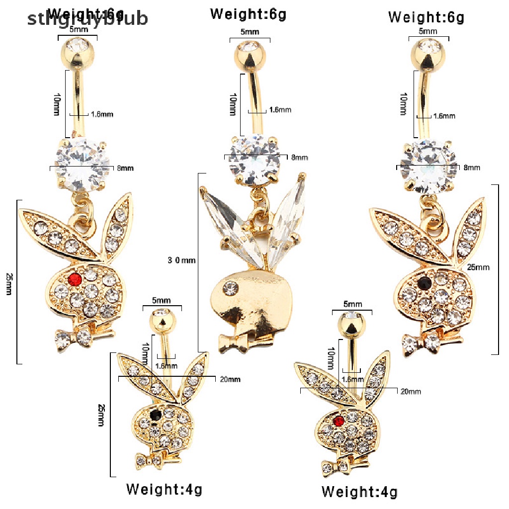 1 Khuyên RốN HìNh Thỏ ĐíNh Đá BằNg ThéP Y Tế