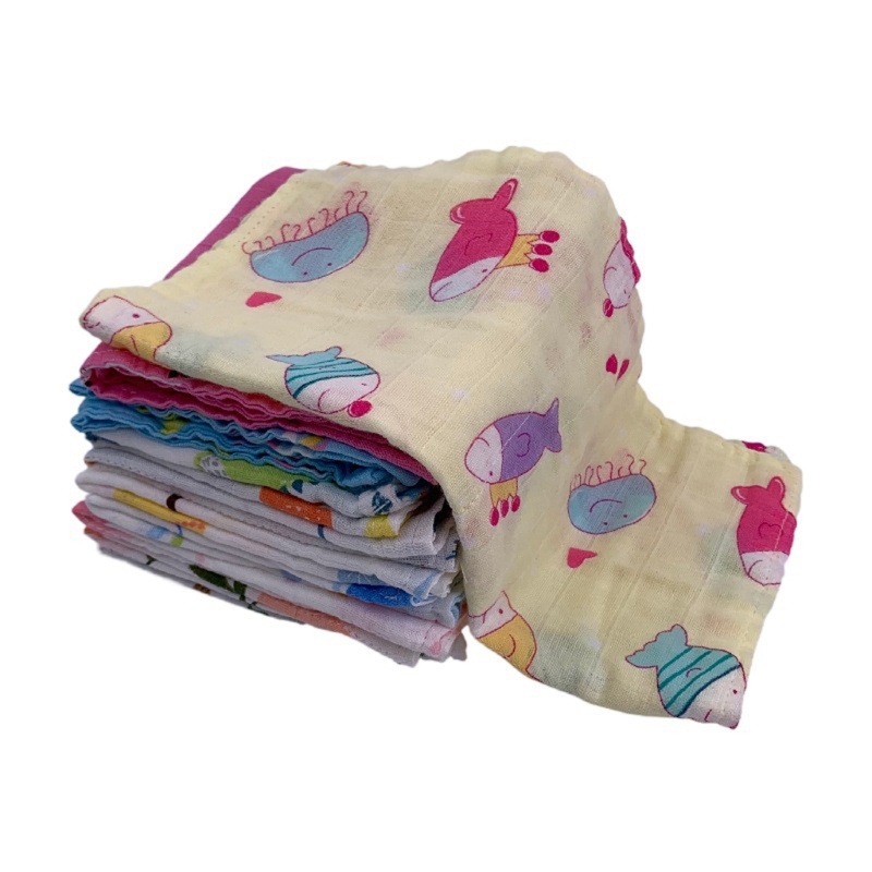 Bộ 5 Khăn Lau Bằng Vải Cotton Thoáng Khí Cho Bé