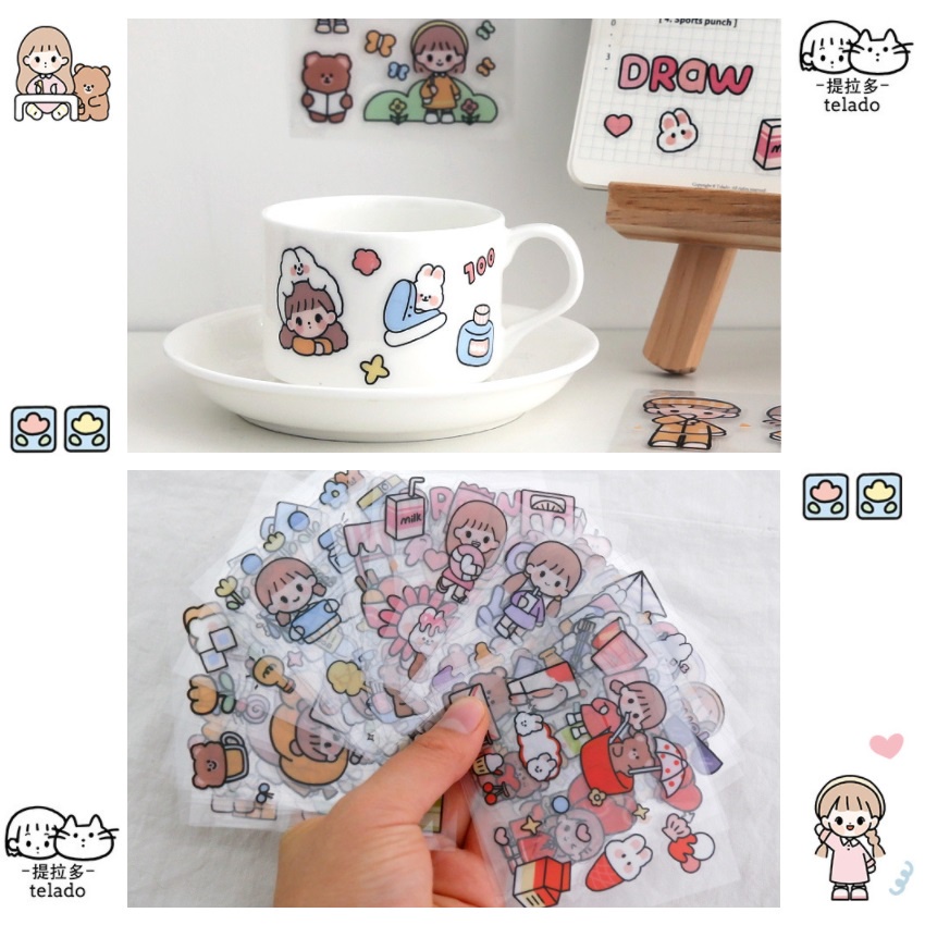 Bộ 100 tấm sticker hình dán 3D siêu cute đáng yêu nhiều hình
