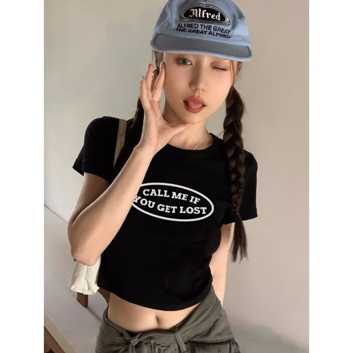 Nrvp [Hàng Có Sẵn] Áo Thun Cotton Tay Ngắn Dáng Ôm In Hình Đồ Họa Độc Đáo Thời Trang Đường Phố Hàn Quốc Dành Cho Bạn Nữ