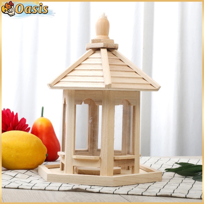 Nhà Chim Hình Lục Giác Bằng Gỗ Dùng Trang Trí Sân Vườn