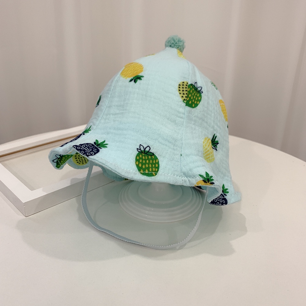 Nón Tai Bèo Vải Cotton Mỏng In Hình Quả Dứa Thời Trang Xuân Thu Cho Bé