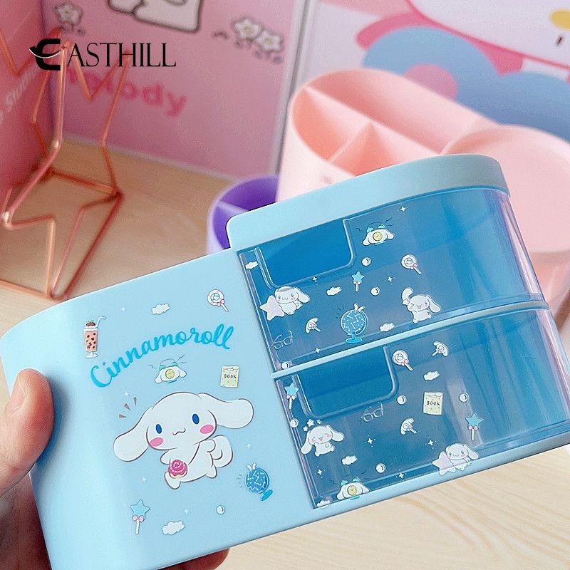 Hộp Đựng Bút / Mỹ Phẩm Để Bàn Họa Tiết Anime Sanrio Hello Kitty Kuromi Cinnamoroll My Melody Giá Đỡ