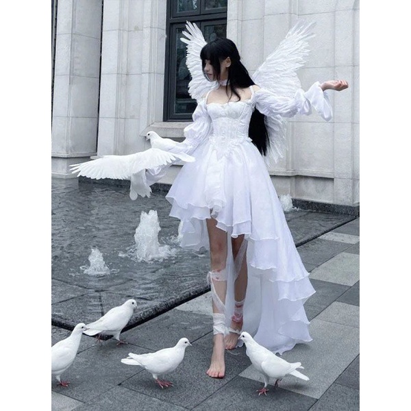 Bộ Áo Tay Phồng + Chân Váy Lưới Lưng Cao Thời Trang Mùa Xuân Mới 2023 Cho Nữ