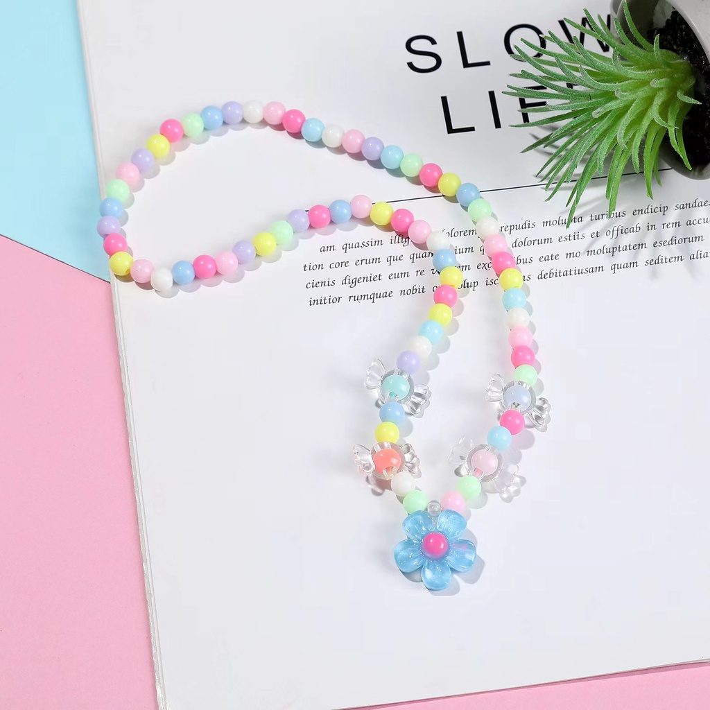 Vòng cổ Hạt Nhựa acrylic Mặt Hình Kỳ Lân Hoạt Hình Nhiều Màu Dành Cho Bé Gái