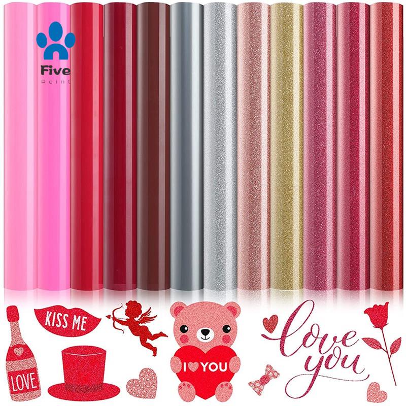 Bộ 12 Miếng Dán Vinyl Truyền Nhiệt HTV Kích Thước 12X10 Inches Trang Trí Áo Thun / Mũ