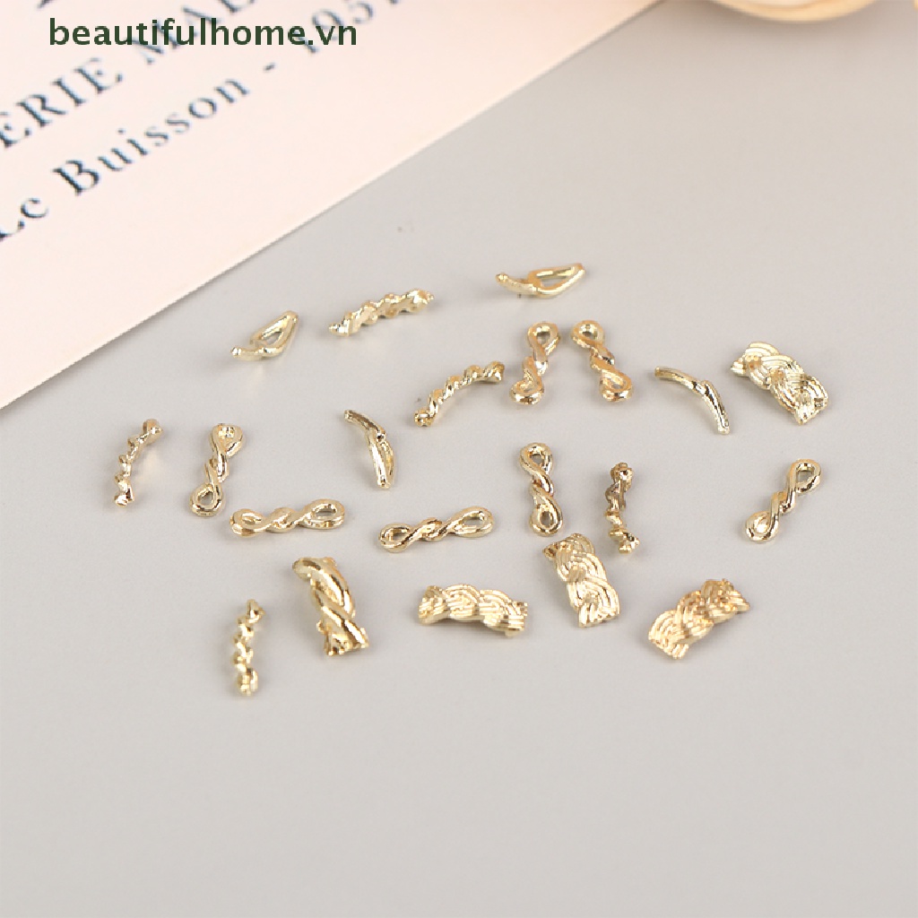 Set 10 / 20 Dây Xích Kim Loại Màu Vàng / Bạc Trang Trí Móng Tay Nghệ Thuật DIY