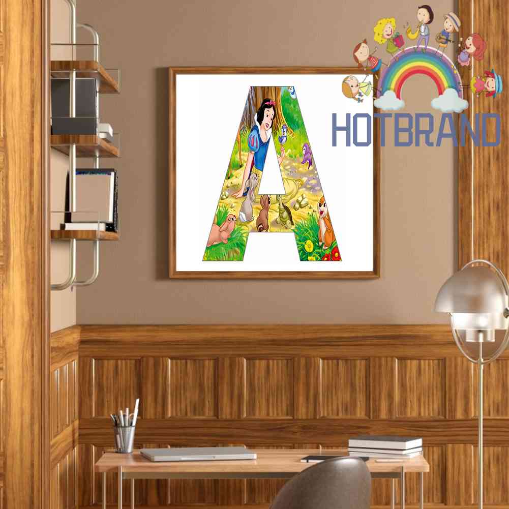 Tranh Đính Đá Kim Cương Toàn Bộ 5D DIY Hình Vẽ Bạch Tuyết Và Chữ Cái