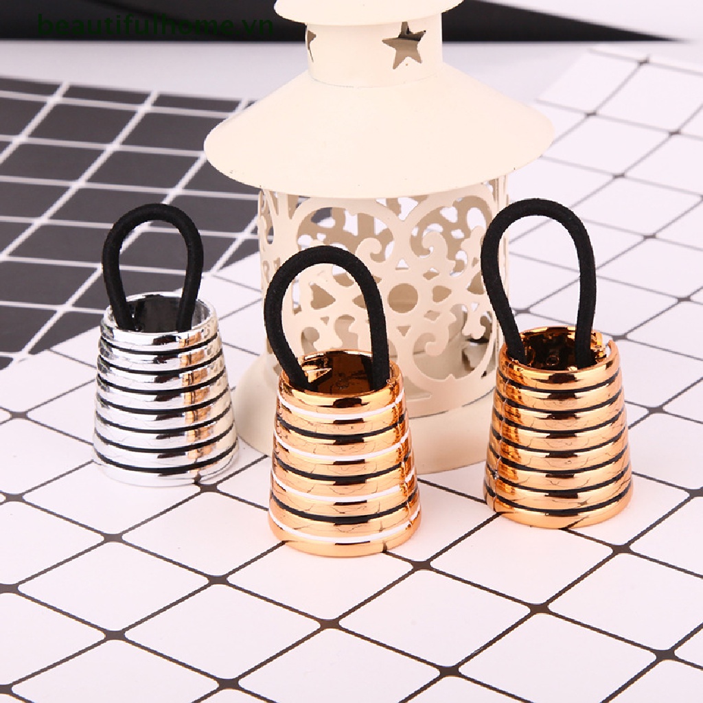 Dây Cột Tóc Đuôi Ngựa Bằng Kim Loại Co Giãn Sang Trọng Cho Nữ