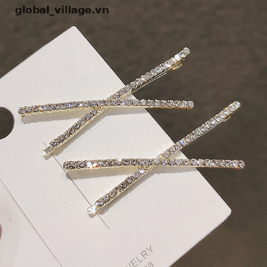 Bộ 2 Kẹp Tóc Chữ X Đính Đá Pha Lê Đơn Giản