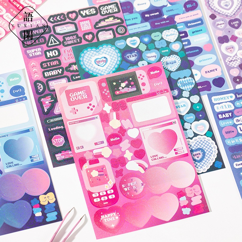 Ins Nhãn Dán Đáy Hộp Đựng Tai Nghe Nhỏ Nhắn Họa Tiết Trái Tim Sông Ngôi Sao Sông