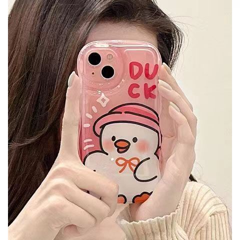 ✅Ốp Điện Thoại Mềm Trong Suốt Hình Vịt Hồng Cho iPhone 14promax 13pro Niche 11 / 12 xs / xr 7 / 8Plus