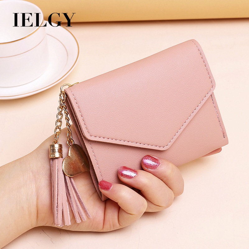 Ví Ngắn Đựng Tiền Xu Họa Tiết Vỏ Quả Vải Phối Tua Rua Nhiều Màu Dễ Thương Cho Bạn Gái