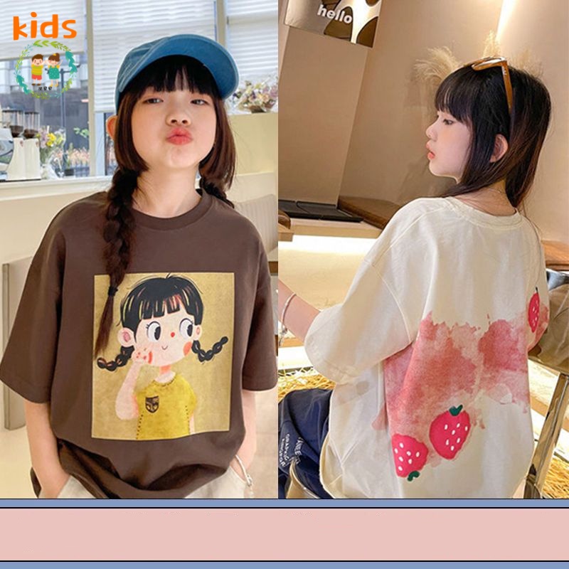 Áo Thun Cotton Tay Ngắn Phong Cách Thời Trang Mùa Hè Mới Cho Bé Gái 3-5 - 8-10 - 12-13 Tuổi