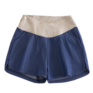 Quần short bà bầu nữ mùa hè mặc ngoài tencel denim ba điểm ống rộng quần mùa hè nhỏ rời giữa quần áo mùa hè