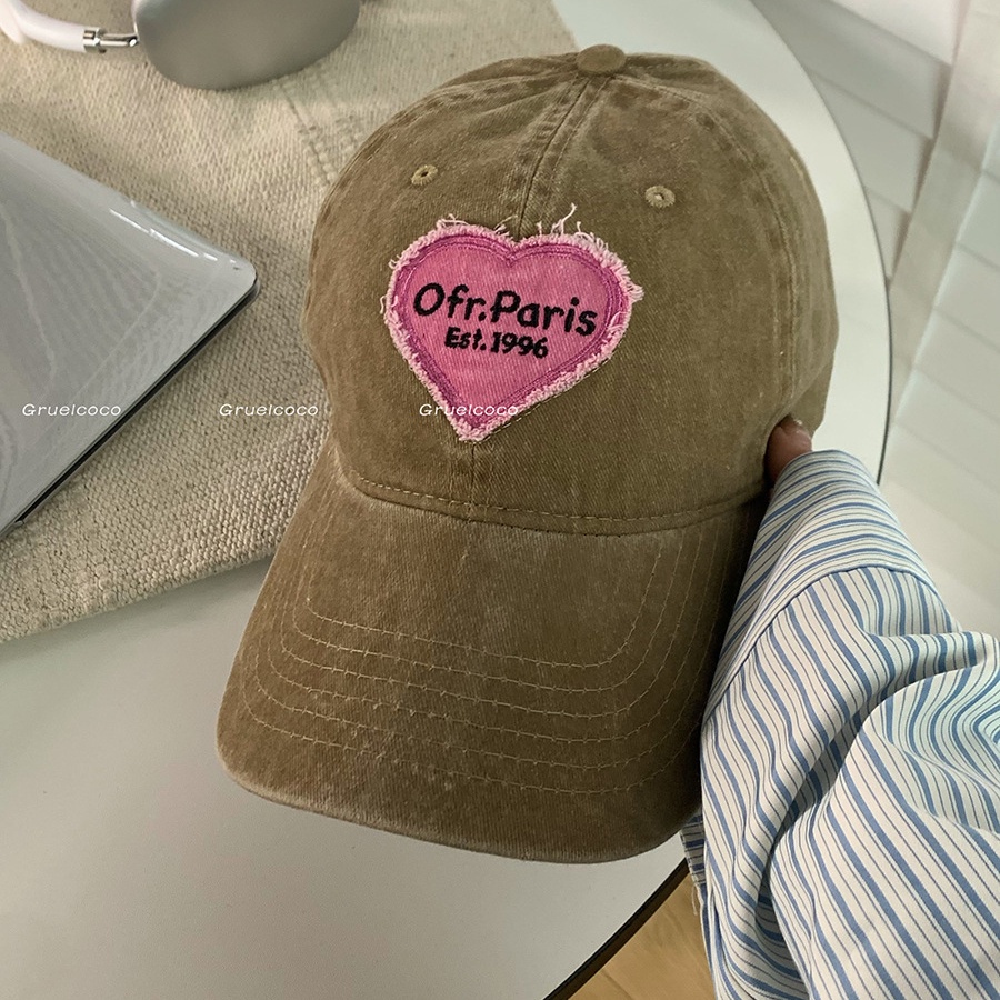 Nón Lưỡi Trai Thêu Họa Tiết Trái Tim Xinh Xắn Theo Phong Cách Hàn Quốc Dành Cho Nữ