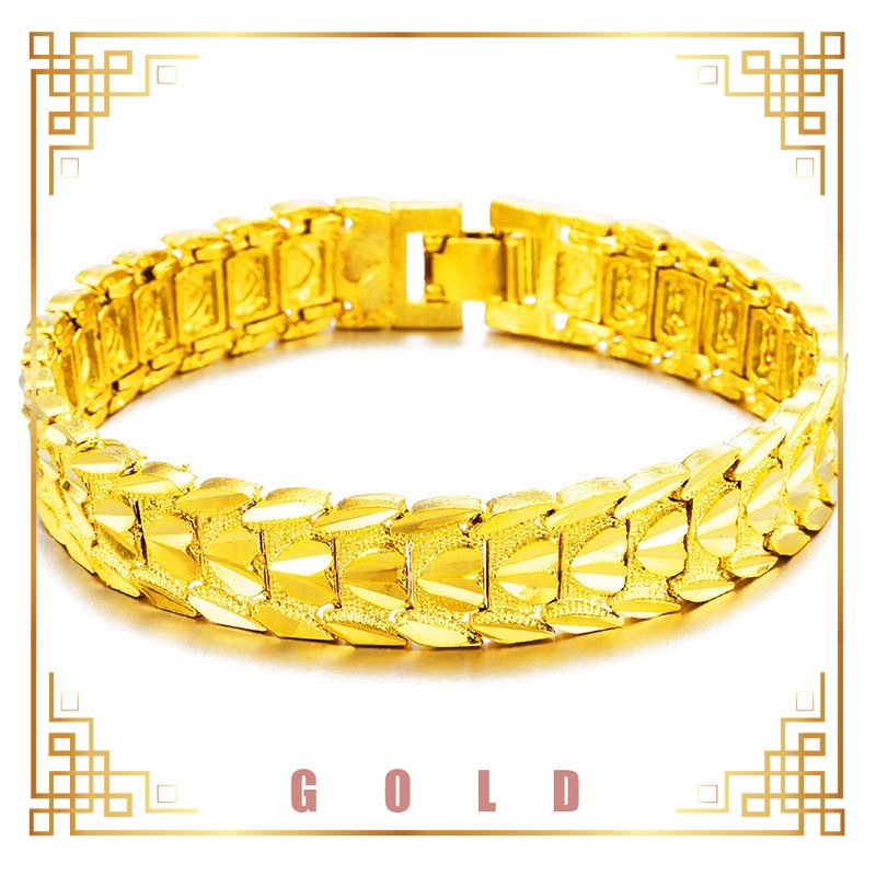 Vòng Tay Vàng 24K Không Phai Màu Sắc Đơn Giản Cho Nam