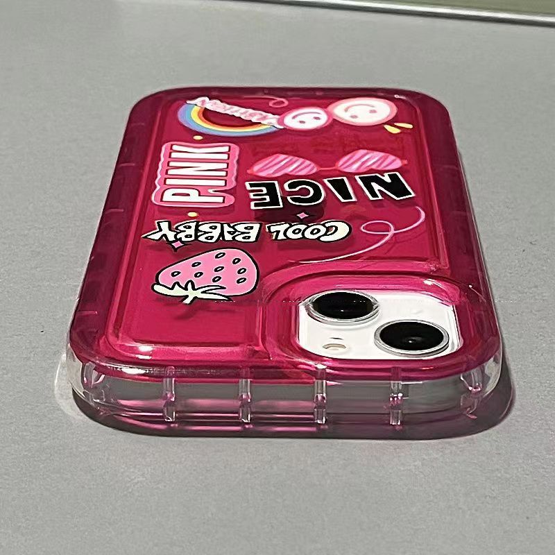 ✅Ốp Điện Thoại Mềm Họa Tiết Trái Dâu / Chữ Tiếng Anh / Cầu Vồng Kiểu Đơn Giản Cho iPhone 13 14Pro max 12Pro 11In 6