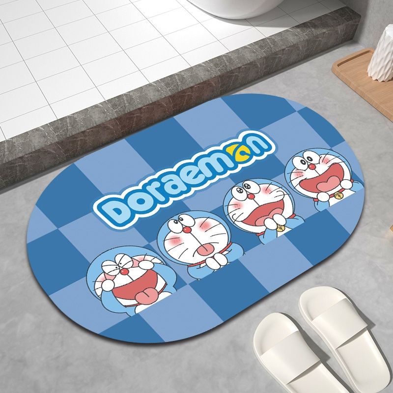 Thảm Chùi Chân Mềm Mại Thấm Hút Tốt Chống Trượt Hình Doraemon