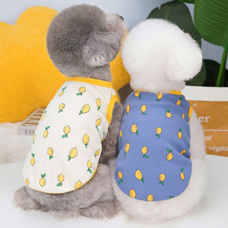 Áo Cotton Mỏng Không Tay In Hình Quả Chanh Thời Trang Mùa Hè Cho Thú Cưng