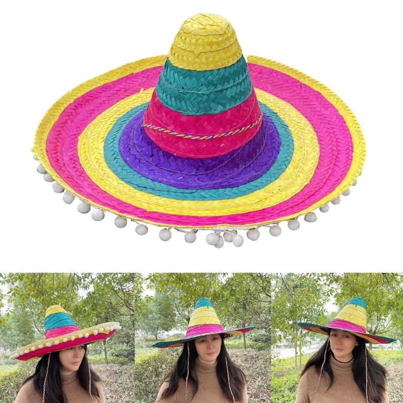 SAK Fiest Hat Rơm Sombrero Hat Mini Mexico Sombrero Hat Sombrero Đảng Mũ