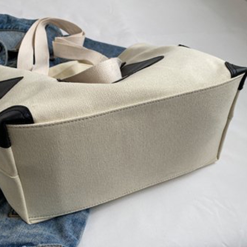 Túi Xách Tote Bằng Vải Bạt Ngăn Chứa Rộng Đơn Giản Thời Trang Cho Nữ