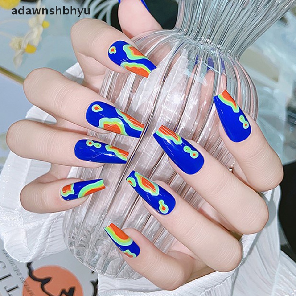Bộ 24 Móng Tay Giả Màu Gradient Cực Quang Dùng Để Múa Ba Lê