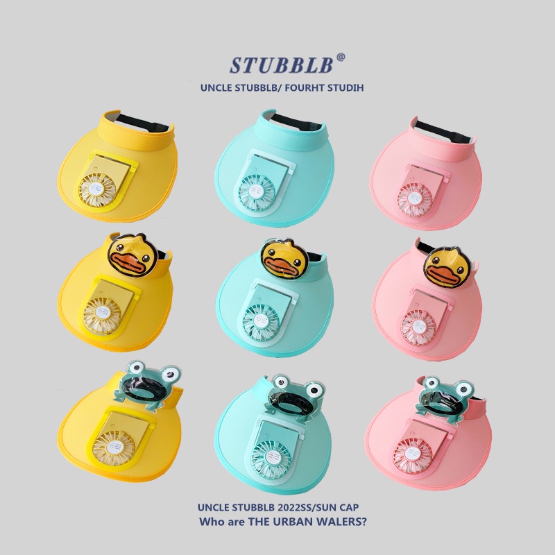 Mũ Rộng Vành Chống Nắng Họa Tiết Hoạt Hình Đáng Yêu Có Quạt Sạc USB Tiện Lợi Dễ Sử Dụng Cho