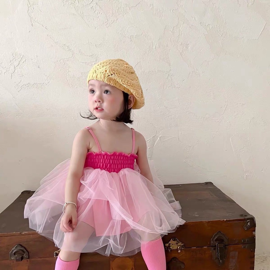 Đầm Công Chúa Phồng Phối Lưới Xinh Xắn Cho Bé Gái