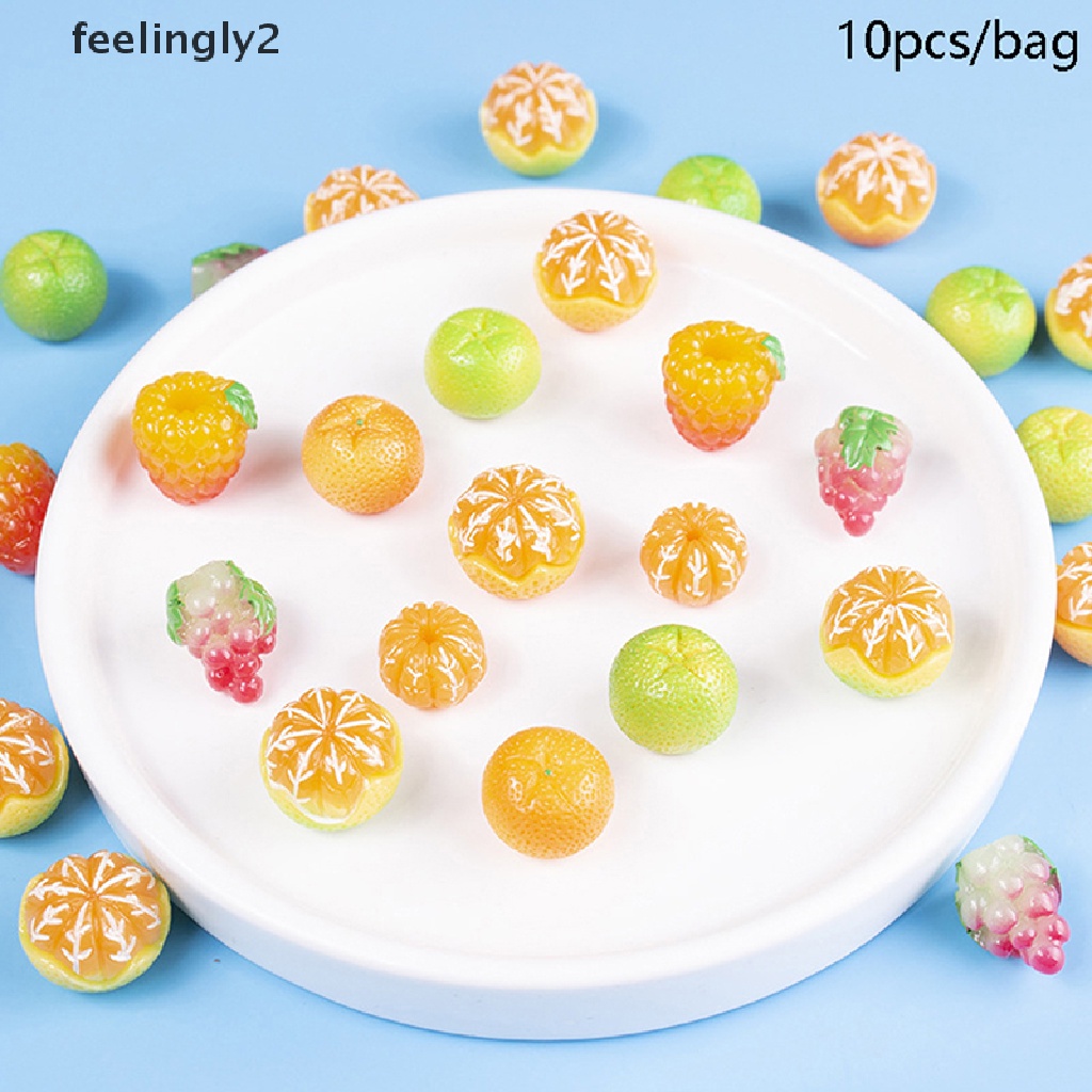 Set 10 Trái Cây 3D Mini Bằng Nhựa Resin Trang Trí Sổ Tay DIY