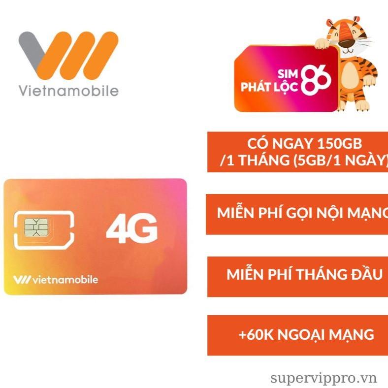 [Miễn Phí 1 Tháng] Sim Max Vietnammobile Data 4G 6GB/Ngày - 180Gb/Tháng. Miễn Phí 30 Ngày Không Cần Nạp Tiền.