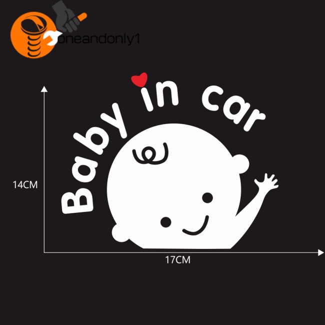 Miếng Dán Cảnh Báo Baby In Car D-1023 Họa Tiết Hoạt Hình Dễ Thương Vui Nhộn Trang Trí Xe Hơi