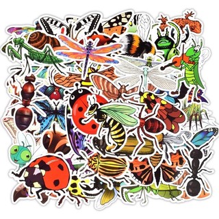 30-60 Sticker côn trùng ép lụa decal bóc dán/ hình dán con cô trùng