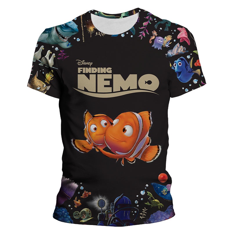 Áo Thun Tay Ngắn Cổ Tròn In Hình Nemo 3D Phong Cách hip hop Thời Trang Mùa Hè Cho Nam Và Nữ