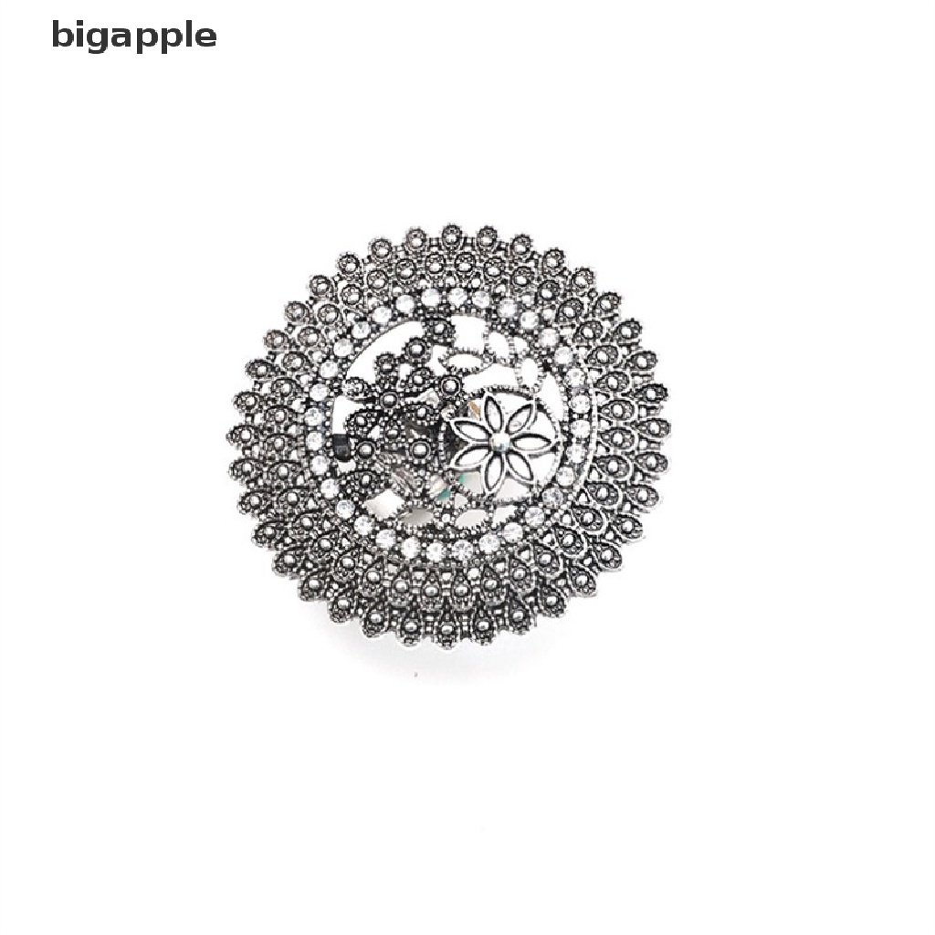 Bigapple Vòng Nhẫn Màu Vàng Lớn Chạm Khắc Hoa Cổ Điển Cho Nữ Dự Tiệc RDG