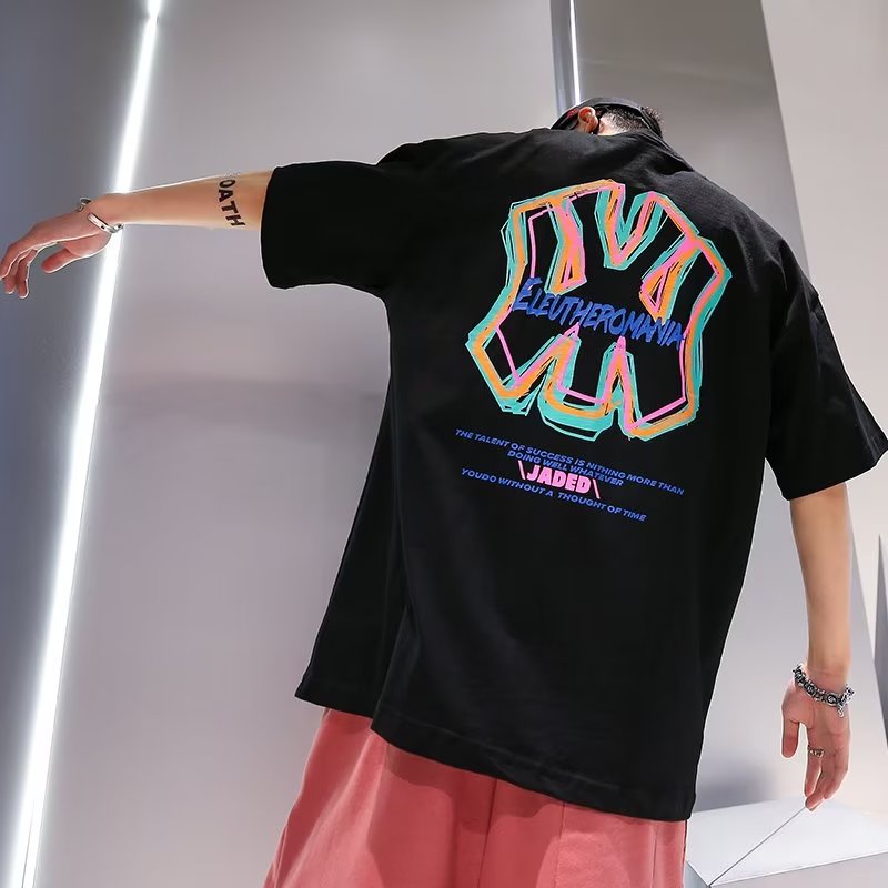 Áo Thun Nam Tay Ngắn Màu Đen Trơn Phong Cách Âu Mỹ Thời Trang Mùa Hè Size S-3XL