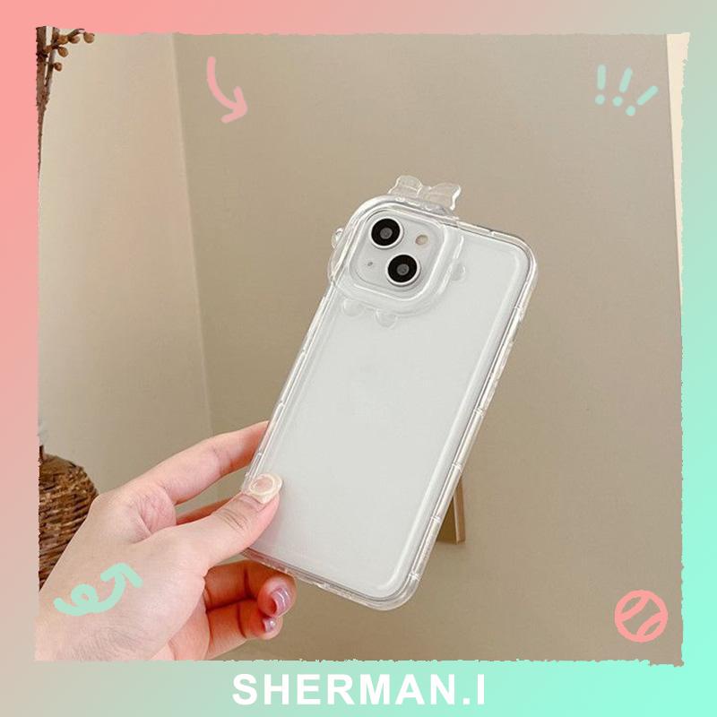 Ốp lưng iphone nơ camera hình vuông trong suốt 6/7/8Plus/Xsmax/11/12/13ProMax-SN