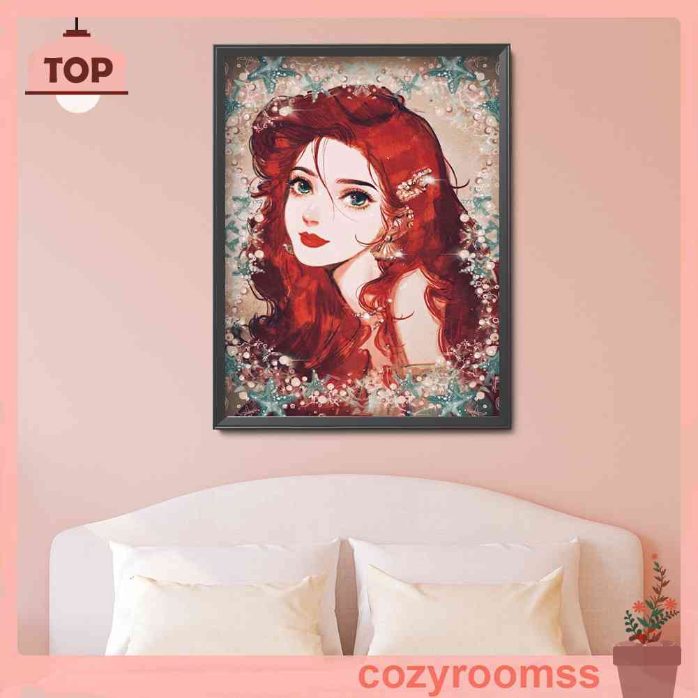 Bộ Dụng Cụ Thêu Tranh Chữ Thập 11CT DIY Hình Công Chúa Và Cá