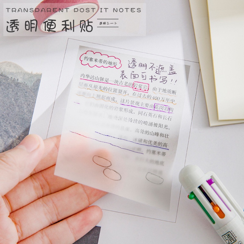 Giấy Ghi Chú Tự Dính Trong Suốt Chống Thấm Nước Tiện Dụng Cho Văn Phòng / Trường Học