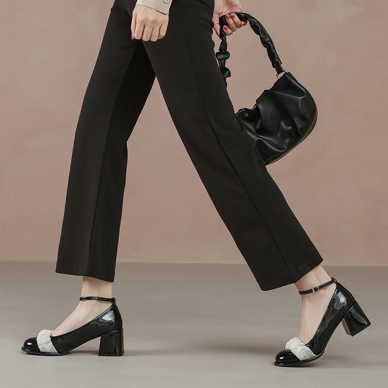 Giày cao gót quai ngang Giày Mary Jane gót thô