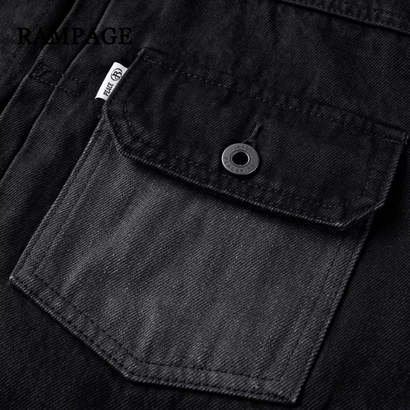 Áo Khoác Denim Dáng Rộng Phối Túi Cá Tính Theo Phong Cách Xuân Thu Nhật Bản Dành Cho Nam