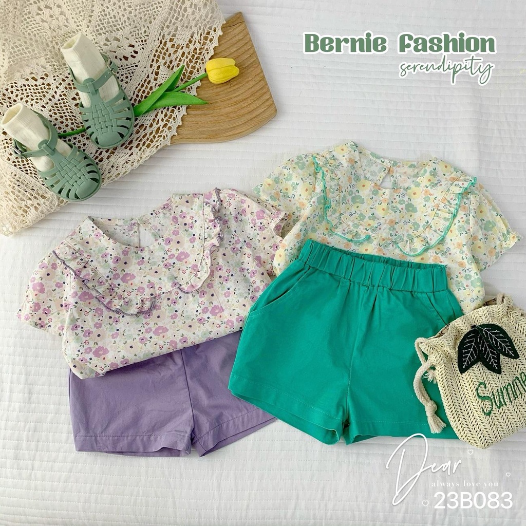 Sét bộ bé gái BERNIE hoa nhí quần kaki phong cách Hàn Quốc siêu kute và dễ thương cho bé từ 9kg tới 24kg