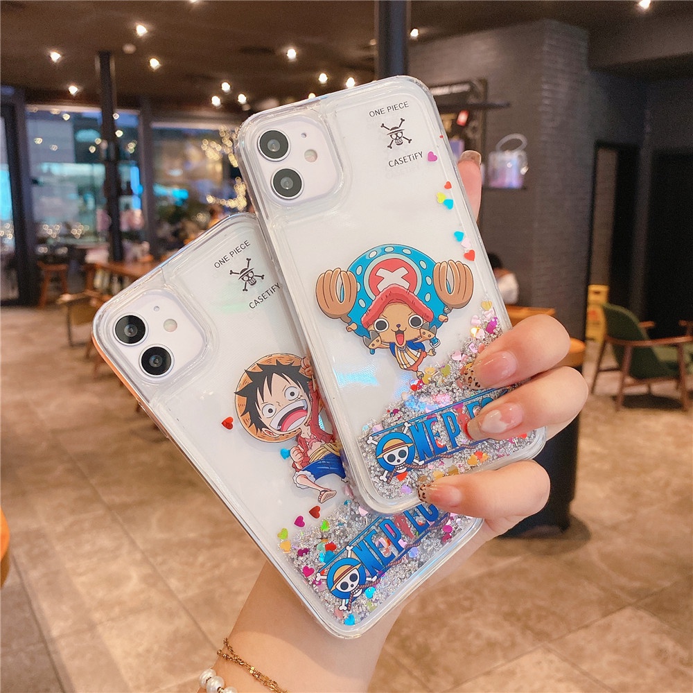 Ốp Điện Thoại Kim Tuyến Nước In Hoạt Hình One Piece Cho IPhone 14 Pro Max / 14 Plus / 13 Pro Max / 12 Pro Max / 11 Pro Max / XS Max