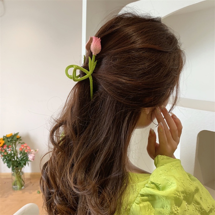 Kẹp Tóc Đa Năng Hình Hoa Tulip / Cá Mập Thời Trang Mùa Hè Xinh Xắn